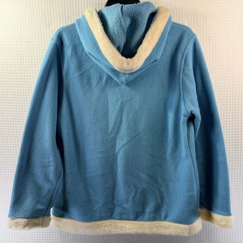 Airport Women's Light Blue Fleece Full Zip Hoodie with Pom Poms (Large) - Picture 3 of 8